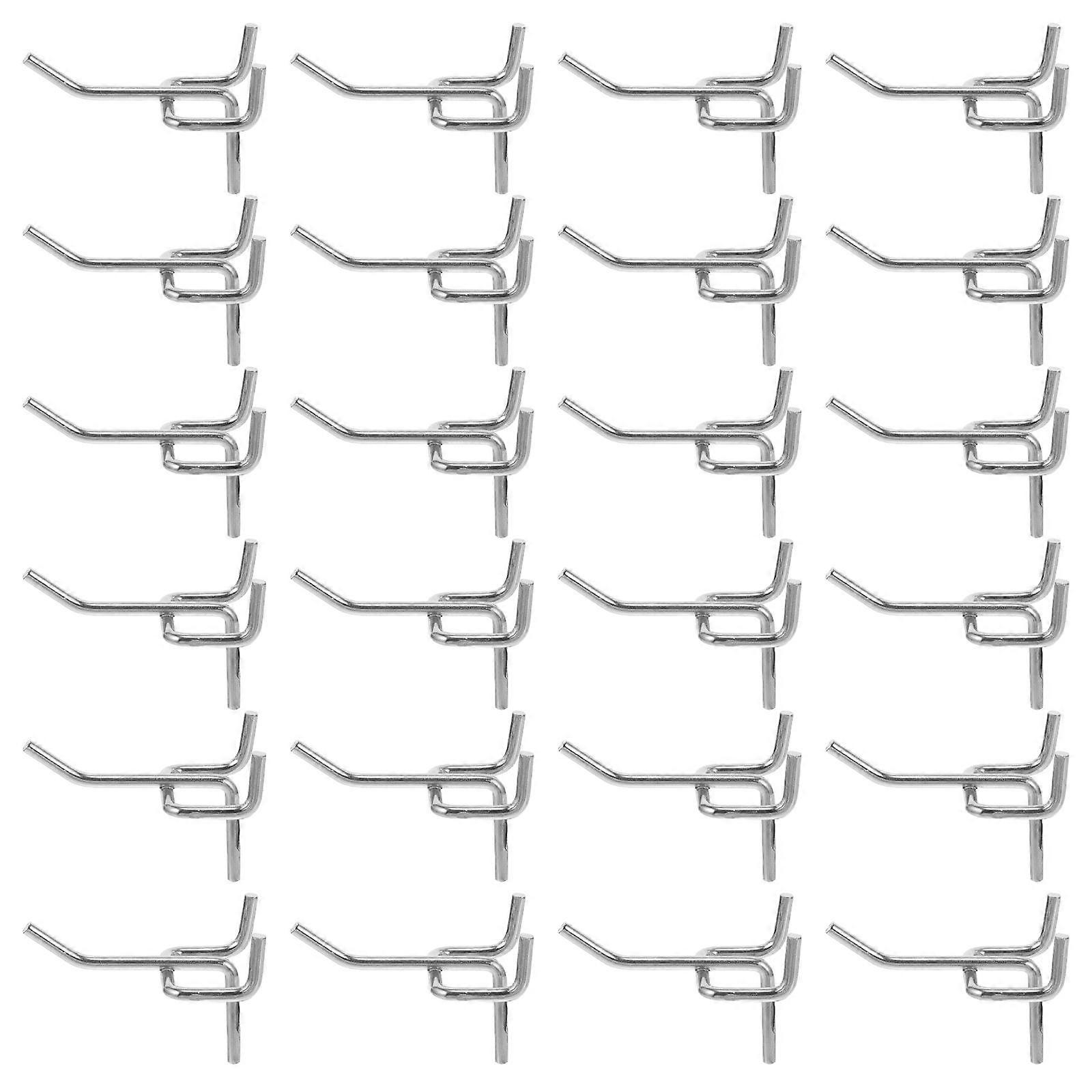 50 Pcs Heavy Duty Tool Hooks Grid Wall Hangers Peg Hanger Storage Organizer for Workshop Silver