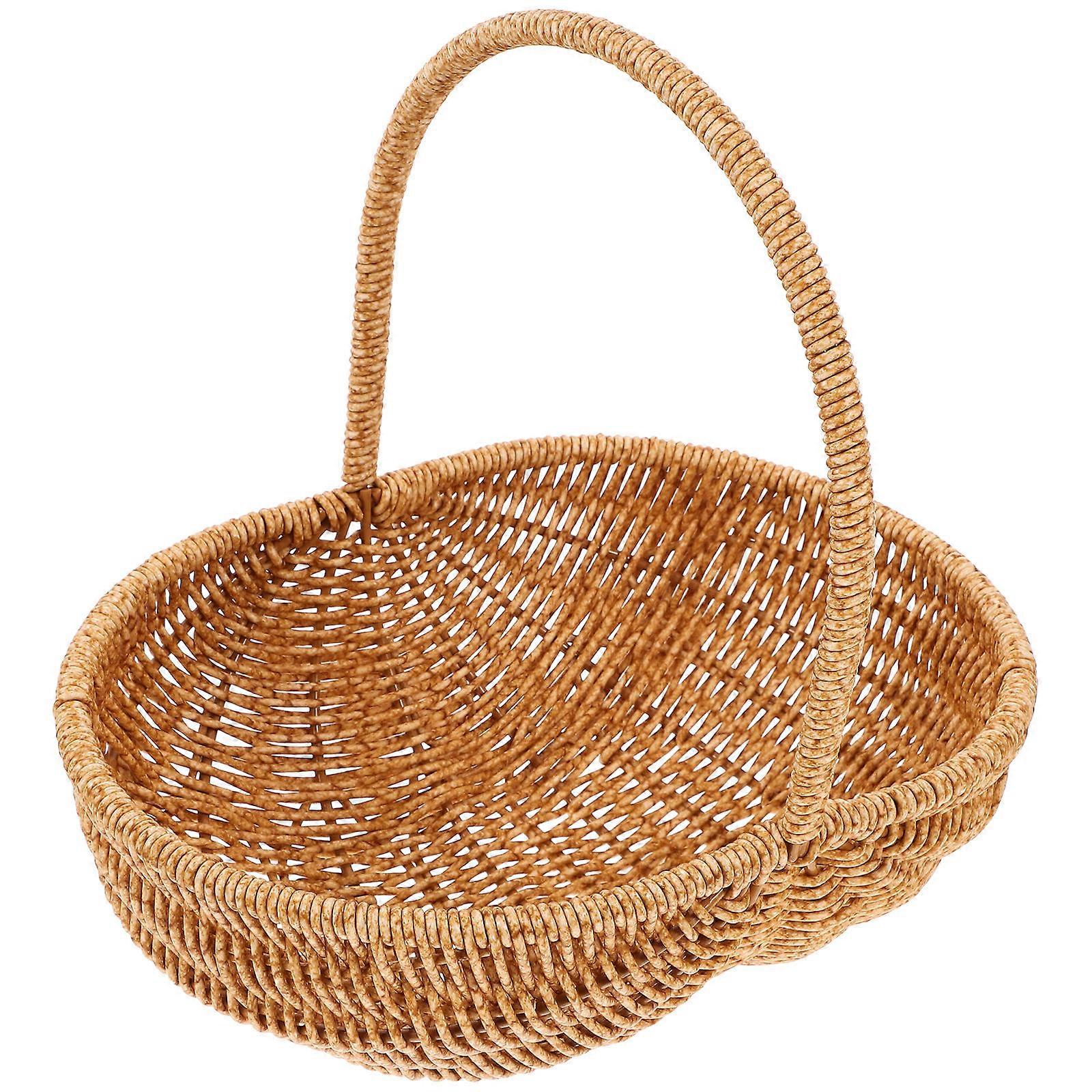 Woven Storage Basket Multi Functional Picnic Fruit Basket With Sturdy Handle For Household Storage Shopping And Outdoor Use Artistic Design