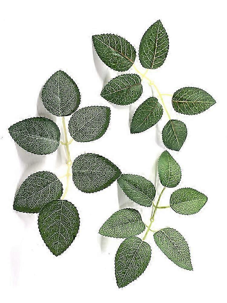 Artificial Silk Rose Leaf for Home Decoration and DIY, Red Line Six-Leaf Simulation Plant