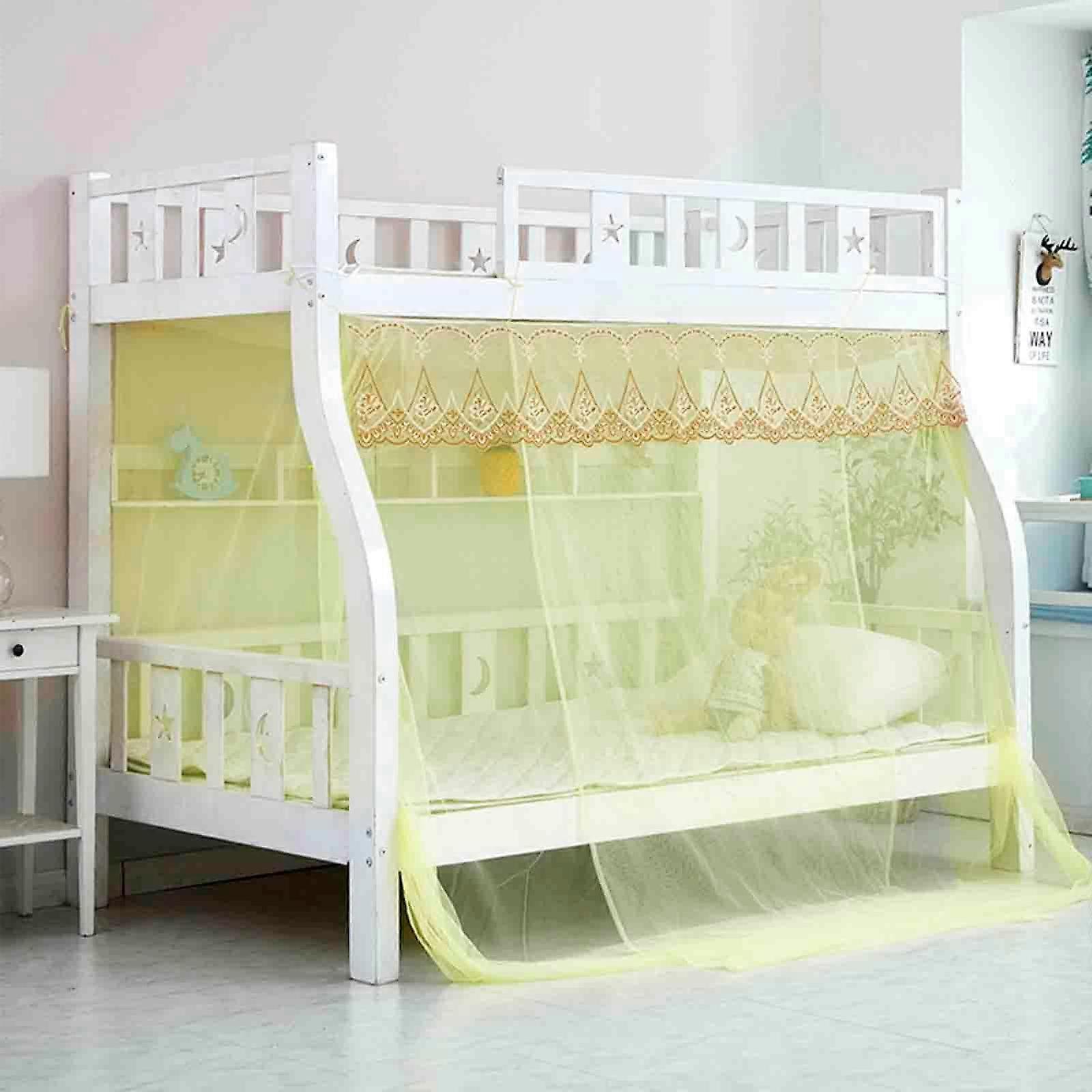 Mosquito Net Bed Canopy with Frame for Single and Bunk Beds, Bedroom Curtains Tent (Yellow, 195x120x150cm)