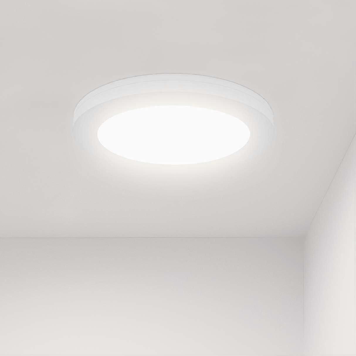 LINJOU 12W LED Ceiling Light, Slim White 230mm,Cold White Light 6000K Modern,Splashproof