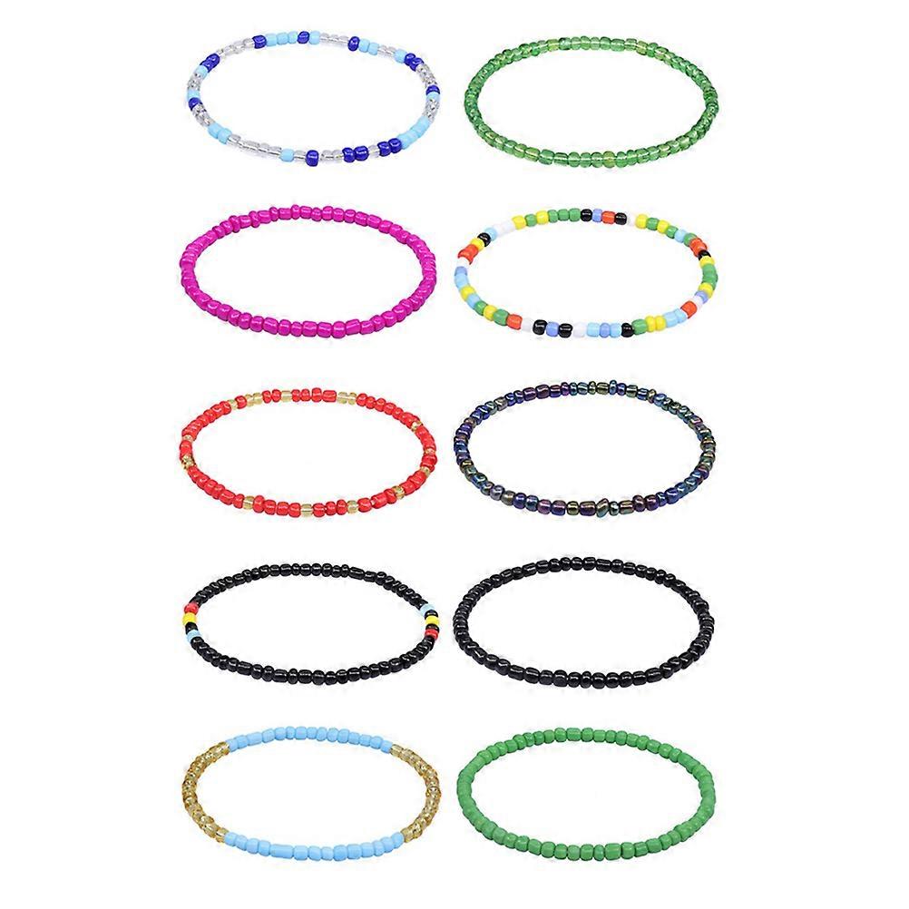 Boho Foot Chain Anklet Glass Material for Festivals Summer Seasonal Items 10Set