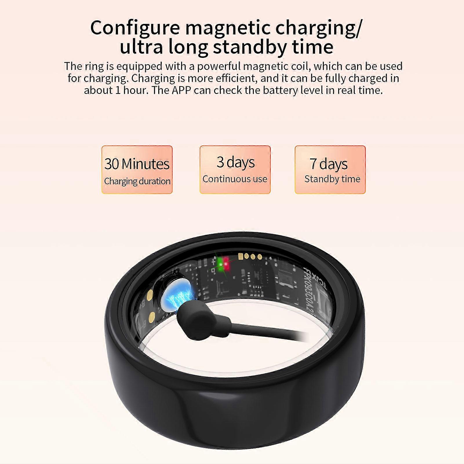 Smart Health Ring: Bluetooth 5.1, IP68 Water Resistant, Magnetic Charging, Fitness Tracker