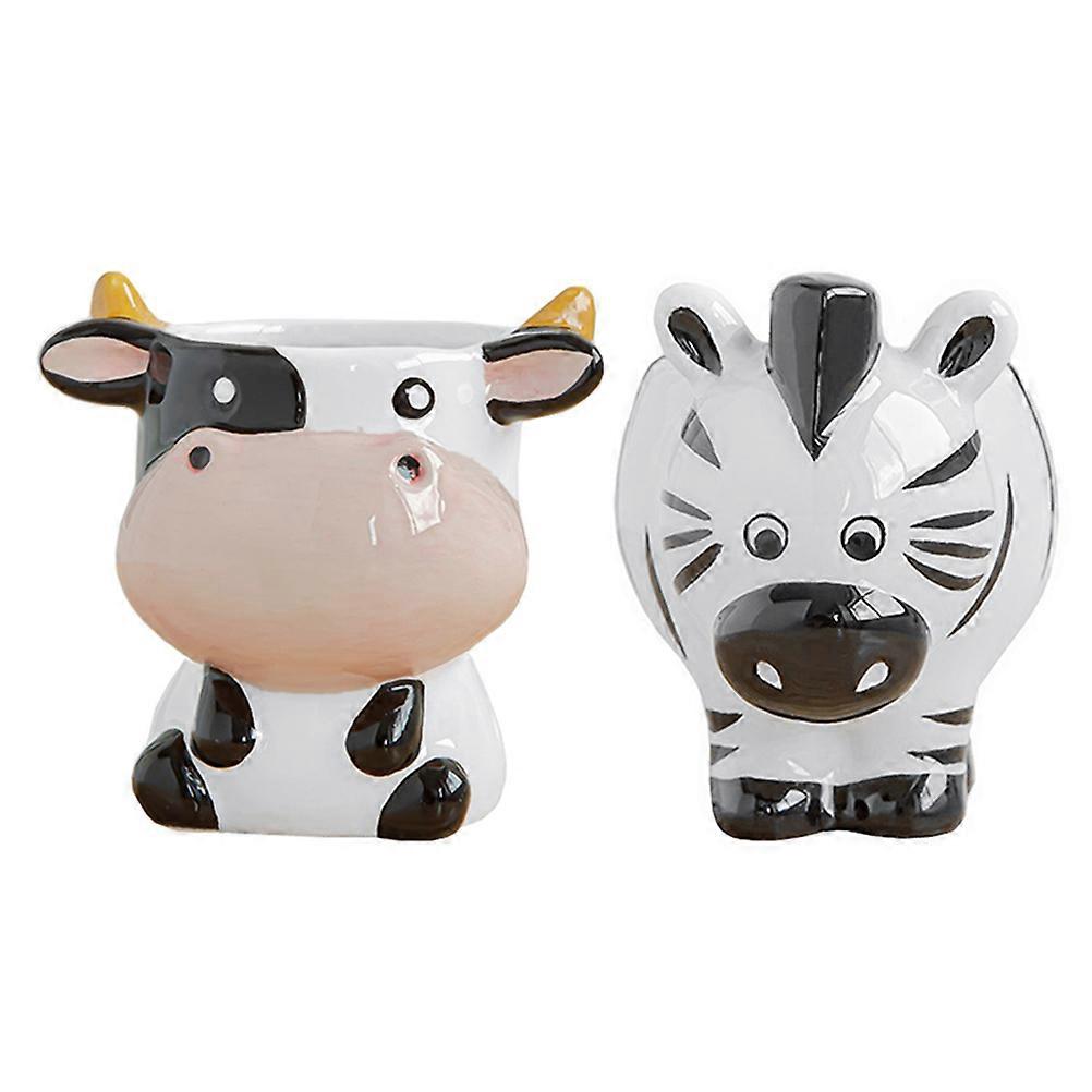 Cute Succulent Pot Zebra Shape Ceramic Plant 2Pcs