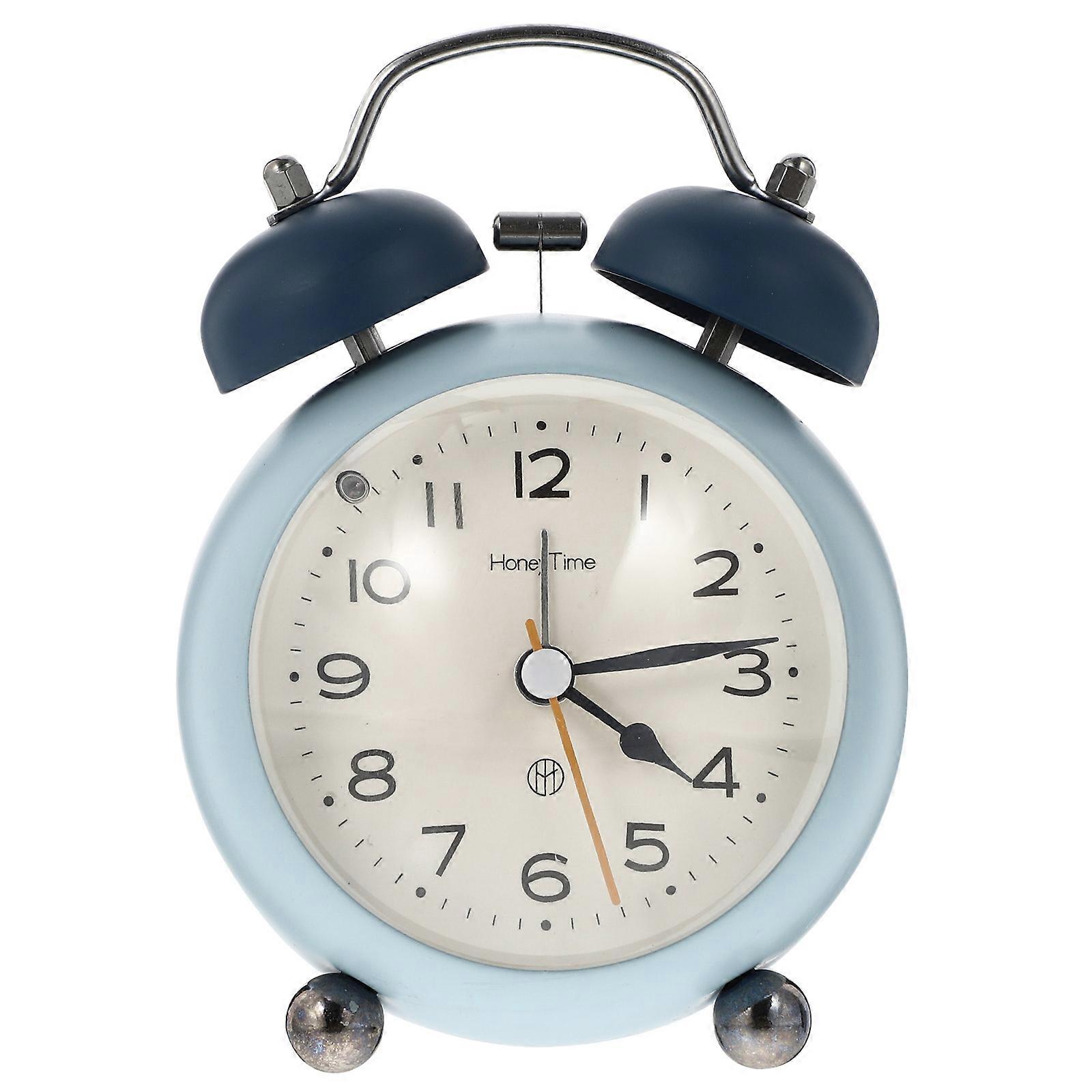 Clock For Desk Desktop Alarm Clock Women Tabletop Clock Convex Shape Blue 9x7cm Metal Glass Mute 1Pack