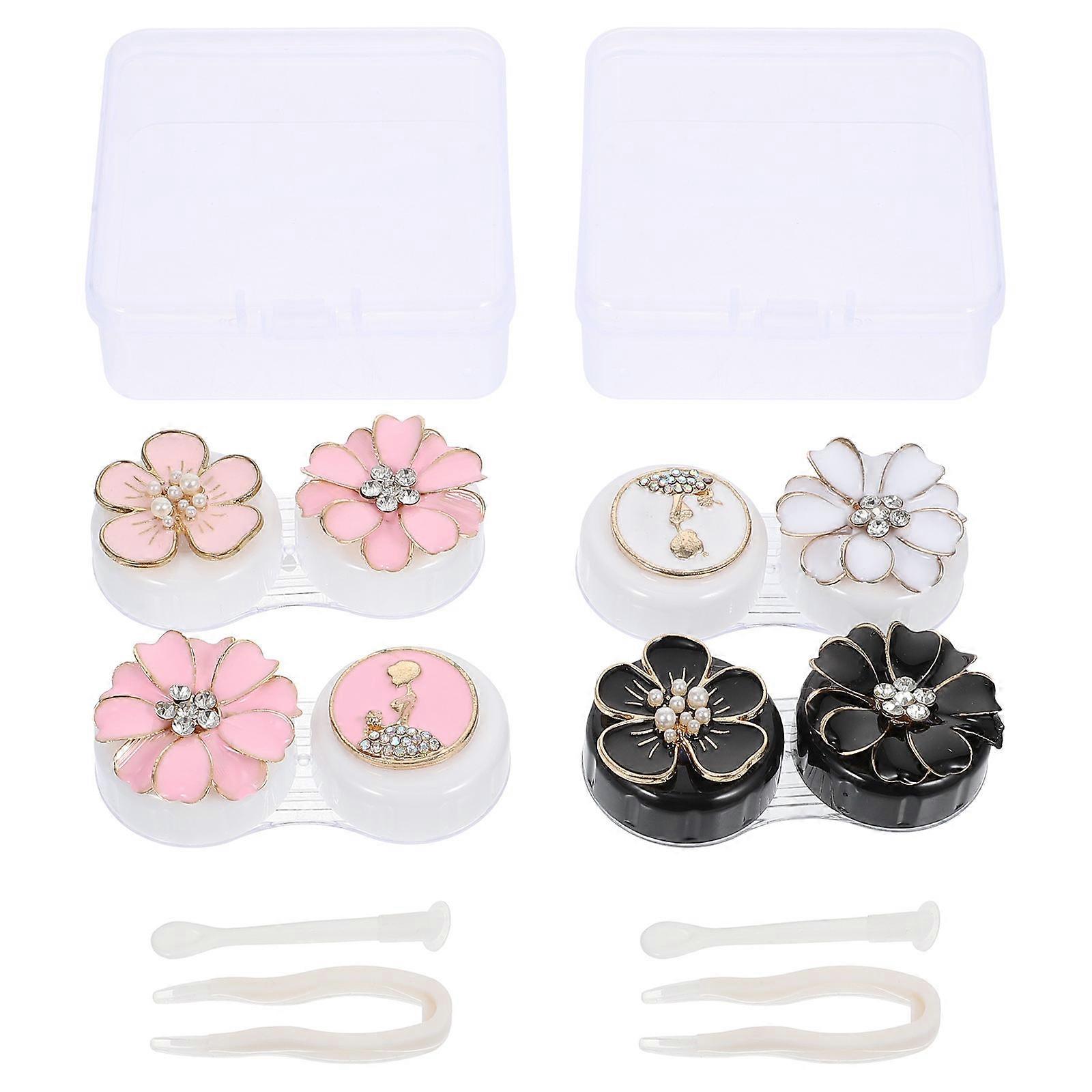 Waterproof Lens Boxes Reusable Flower Shape Alloy And PP Material For 5x7 5cm 2Pairs