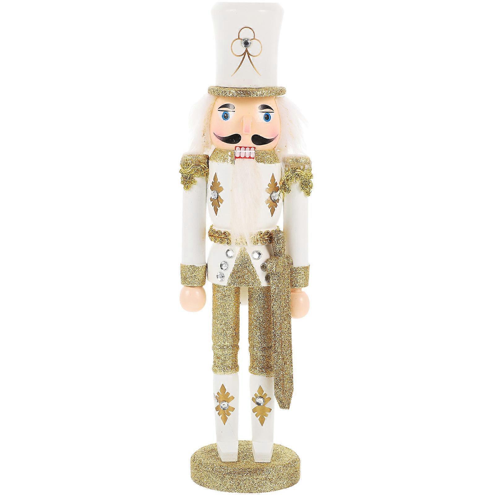 Nutcracker Soldier Christmas Nutcracker Figure Wooden Glitter Puppet for Table Decoration present 30X8.5X7CM 1Pack