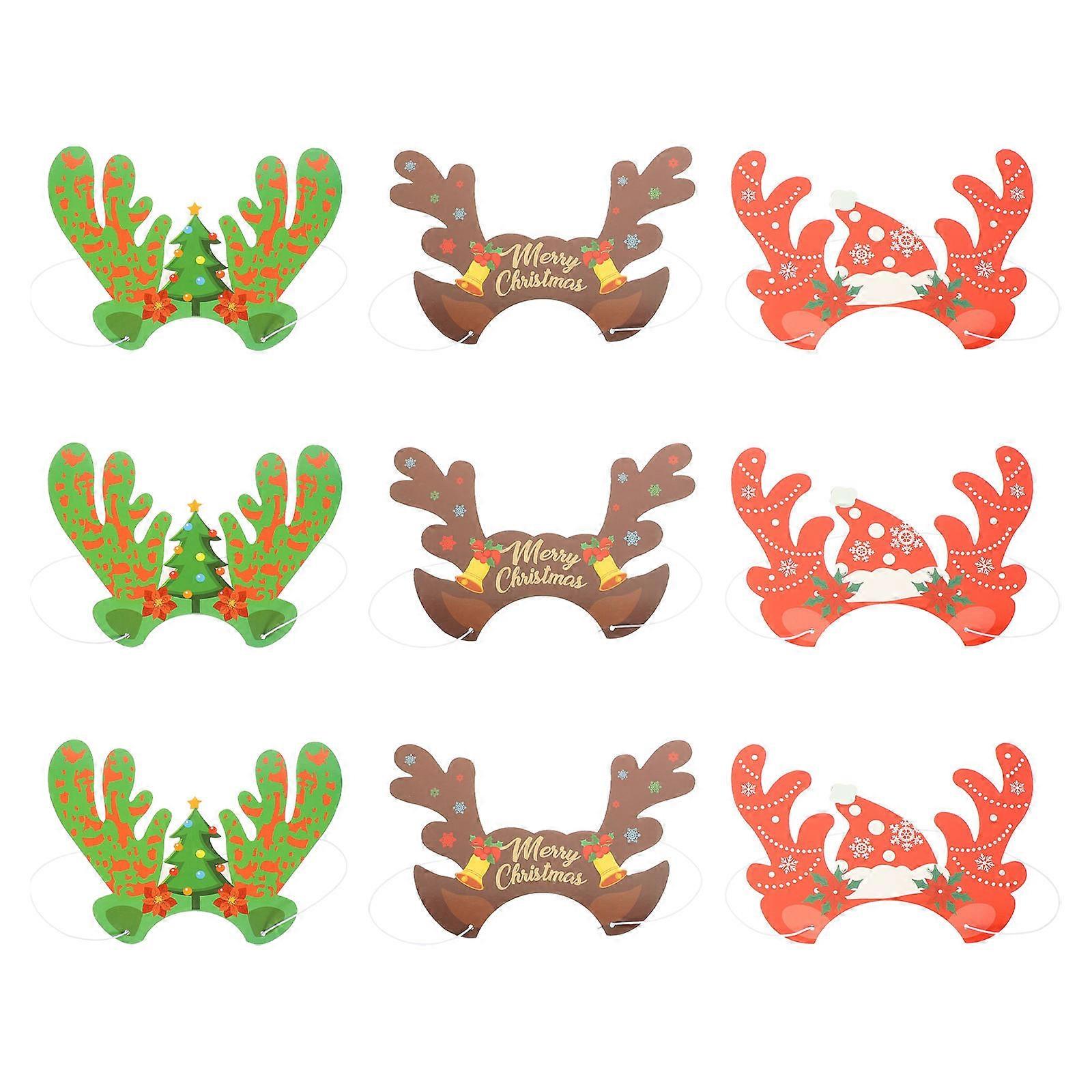 Christmas Theme Reindeer Antlers Paper Hats Party Decoration 22X14.5CM Assorted Color 9Pcs