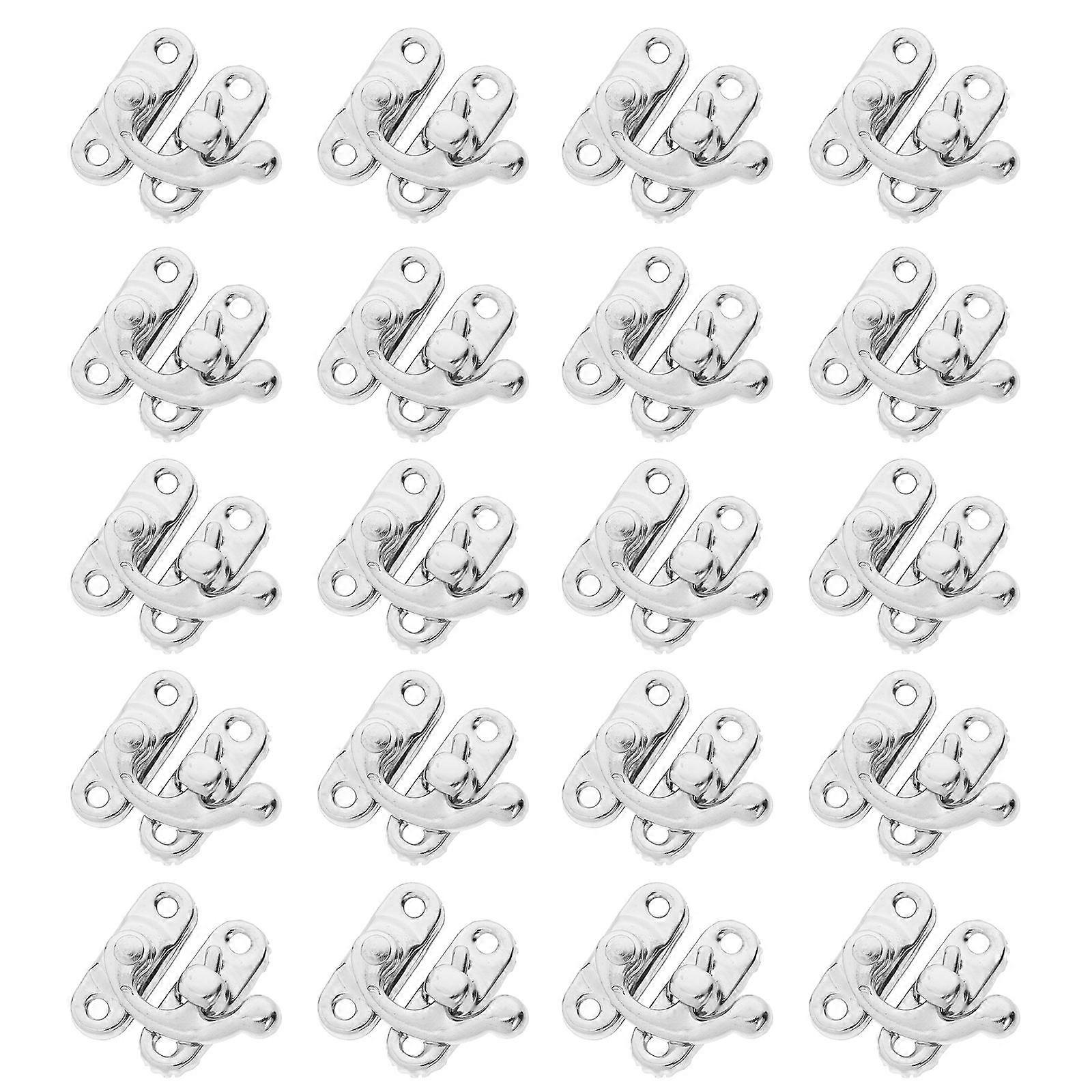 Wood Clasp Antique Cabinet Latch Silver Color Iron Material Rectangular Shape Locking Hardware For Wooden Box Case 20Pcs