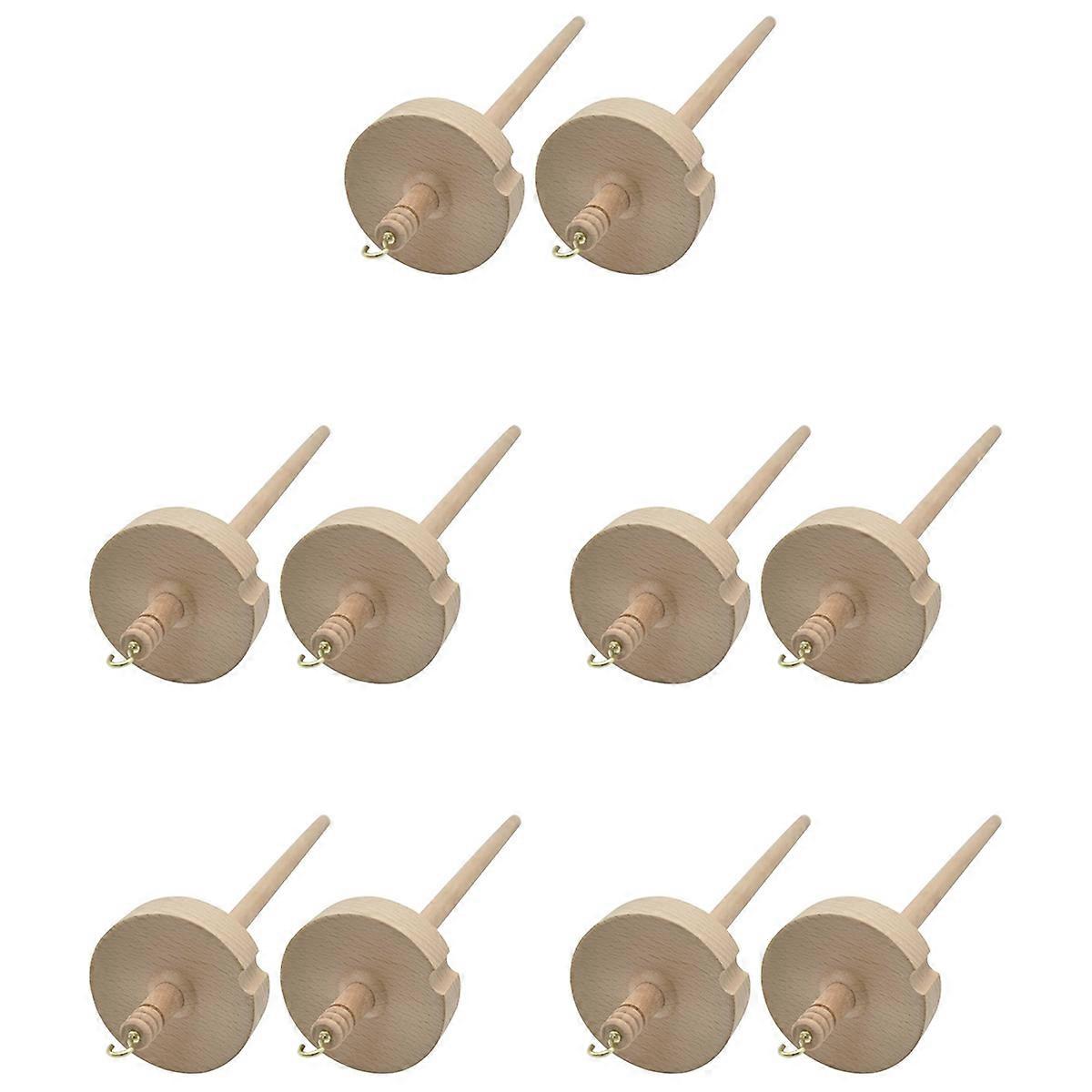 10Pcs Drop Spindle for Wool Yarn Top Whorl Drop Spindle Hand Carved Wooden Tool for Beginners