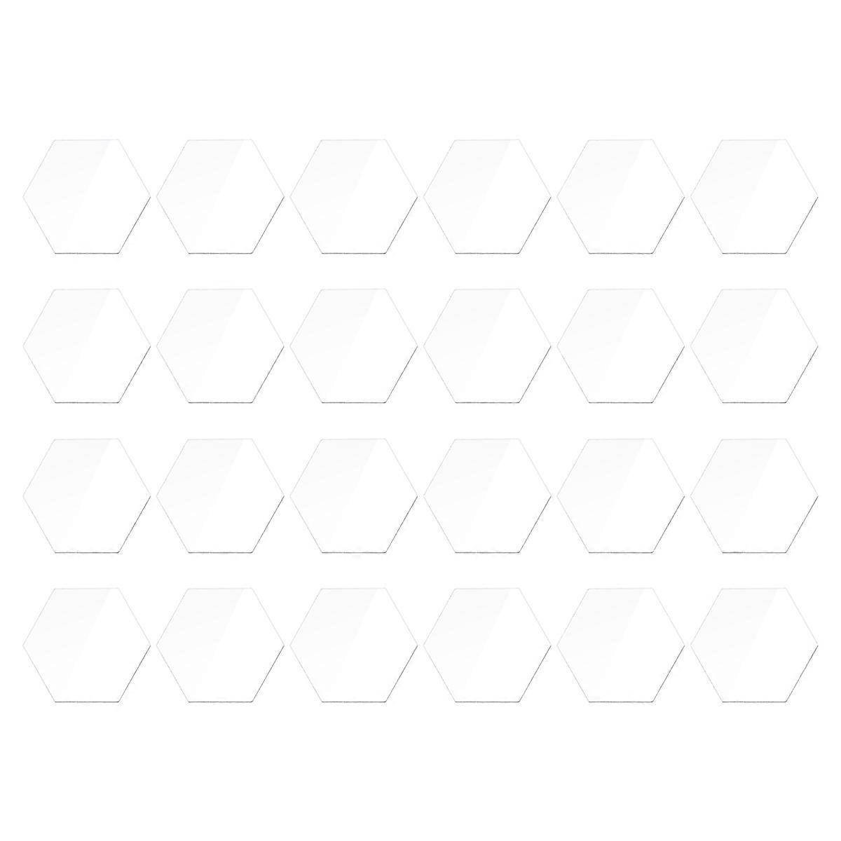 Hexogon Mirrors Hexagonal Wall Sticker Acrylic Indoor Decoration Living Room DIY Design 8x8cm Silver 24Pcs