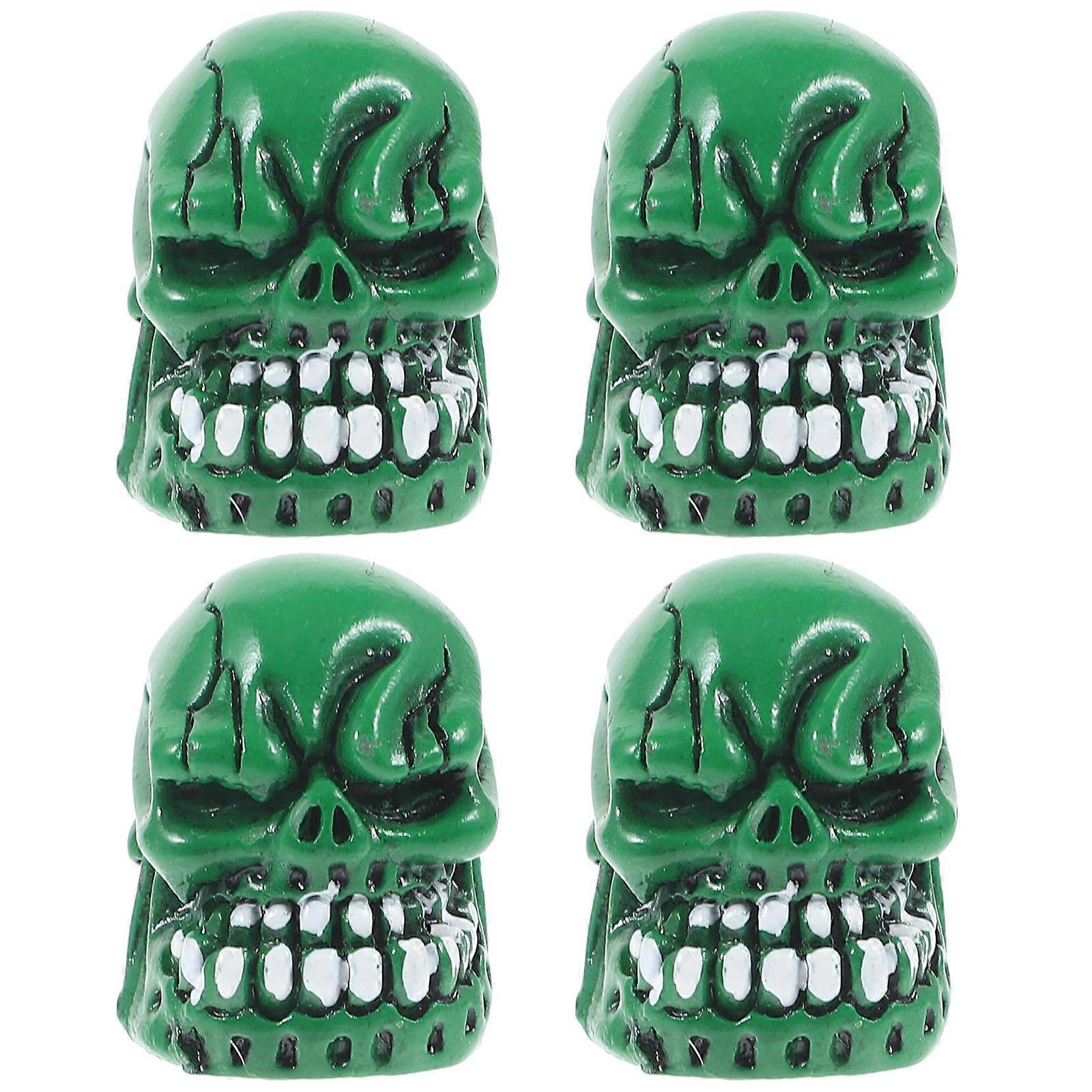Valves Caps For Wheels Skull Shape Copper Material Dirt Protection Use 4Pcs