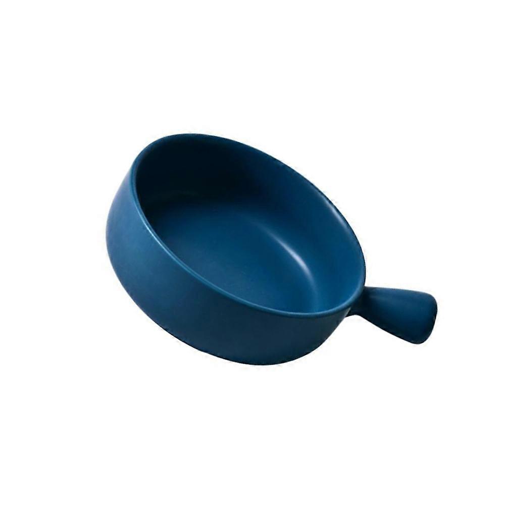 Fruit Plate Blue Round Ceramics Baking Plate for Baking Use 2Pcs with Handle