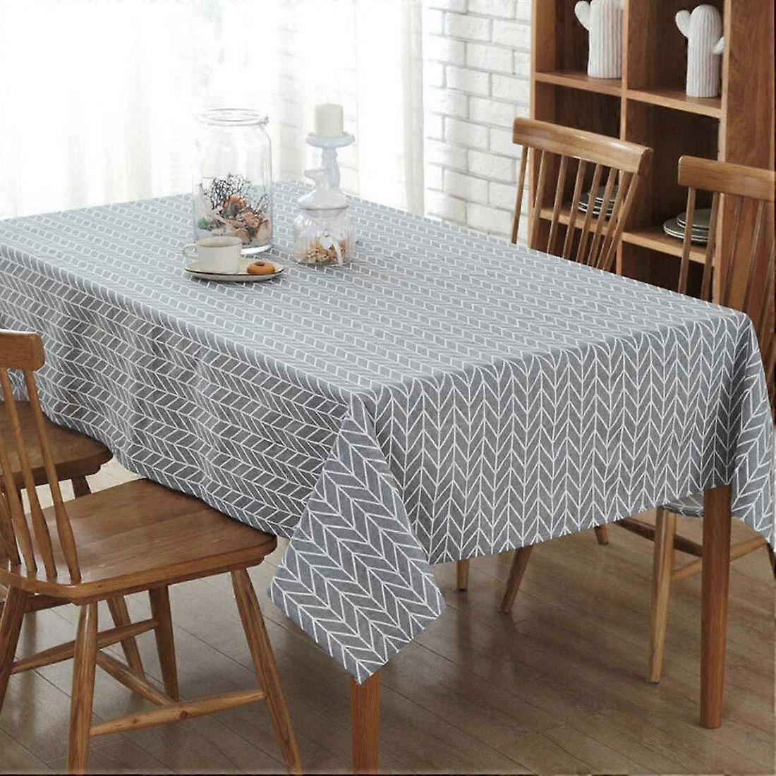 Washed tablecloth square lotus effect waterproof canvas tablecloth stain protection easy care stain resistant table linen gray