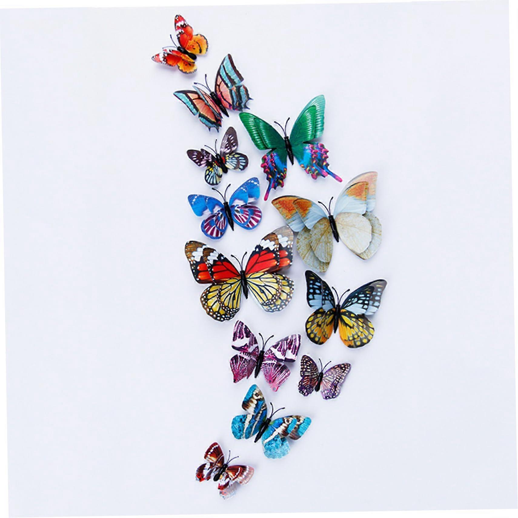 Magnetic Butterfly Stickers 12 Pcs Set Glows In The Dark PVC 3D Wall Decor For Walls And Refrigerators Style 2