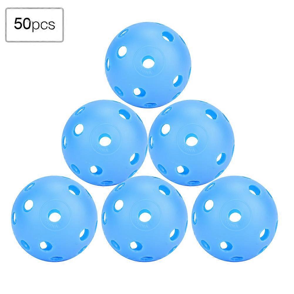 50 Pcs Hollow Solid Color Golf Balls Indoor Practice Training Balls for Kids (Blue)