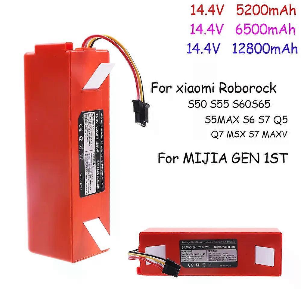 Új 14.4V 5200mAh Li-ion akkumulátor csere XIAOMI ROBOROCK porszívóhoz S50 S55 S60 S65 S5MAX S6 S7 Q5 Q7 MAX S7 MAXV