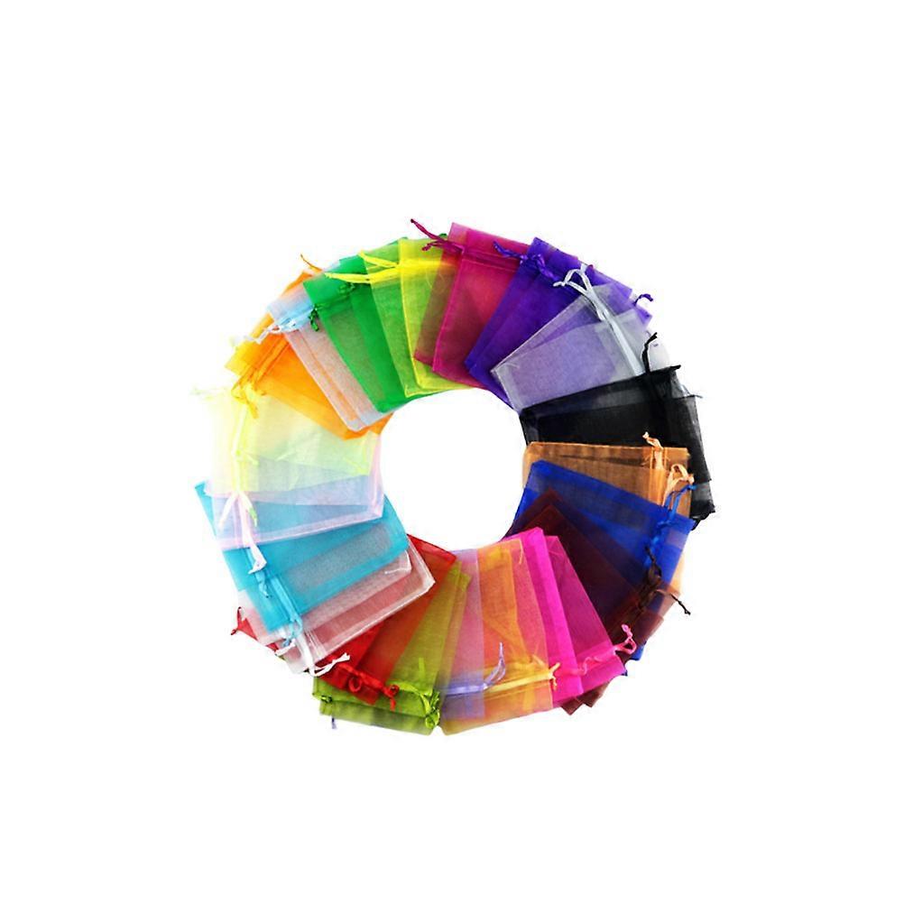 Jewelry Packing Bags Organza Drawstring Pouches Assorted Color 7x9cm For Any Occasions 100Pcs