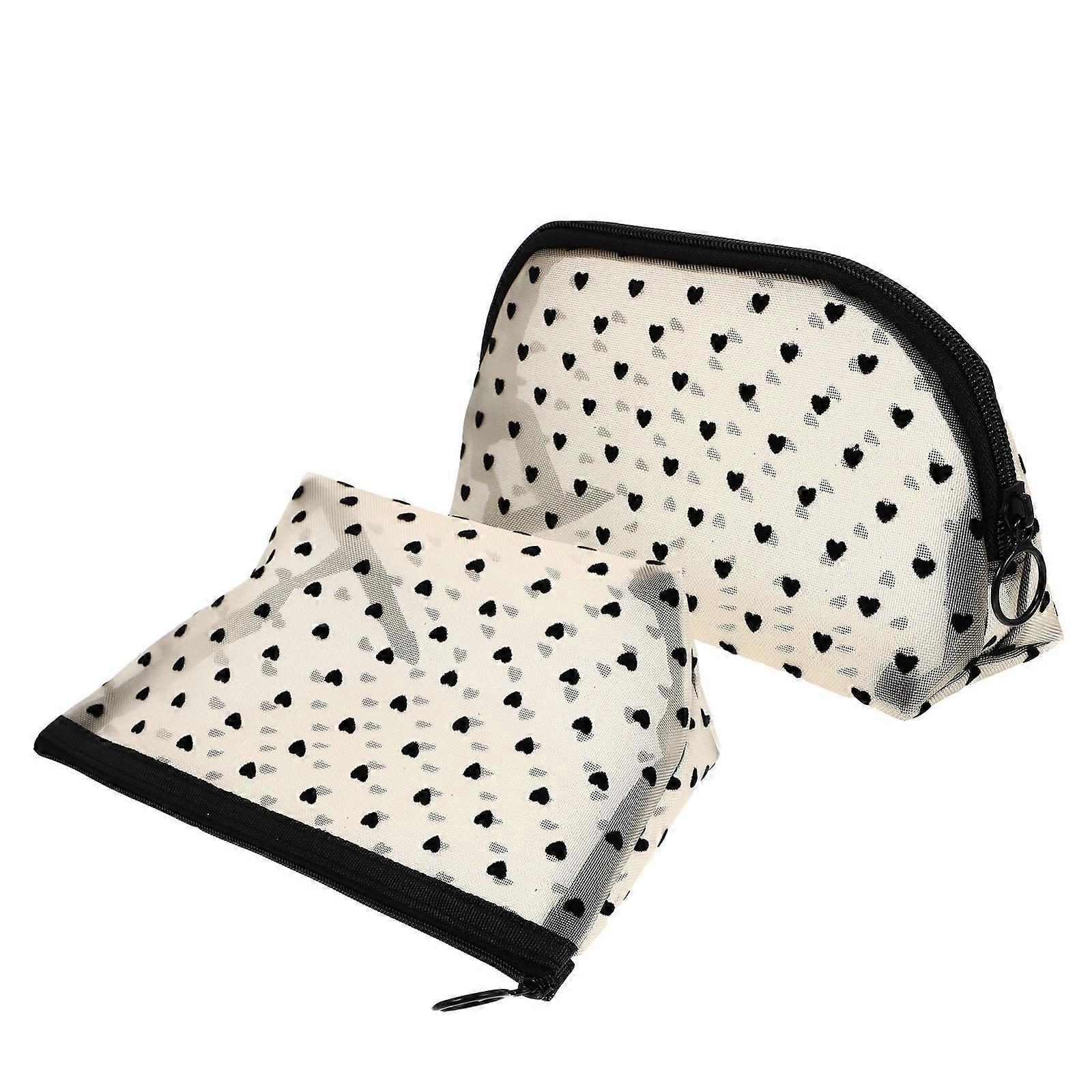 White Nylon Makeup Bag for Home with Enough Capacity and Durable Design 2Pcs