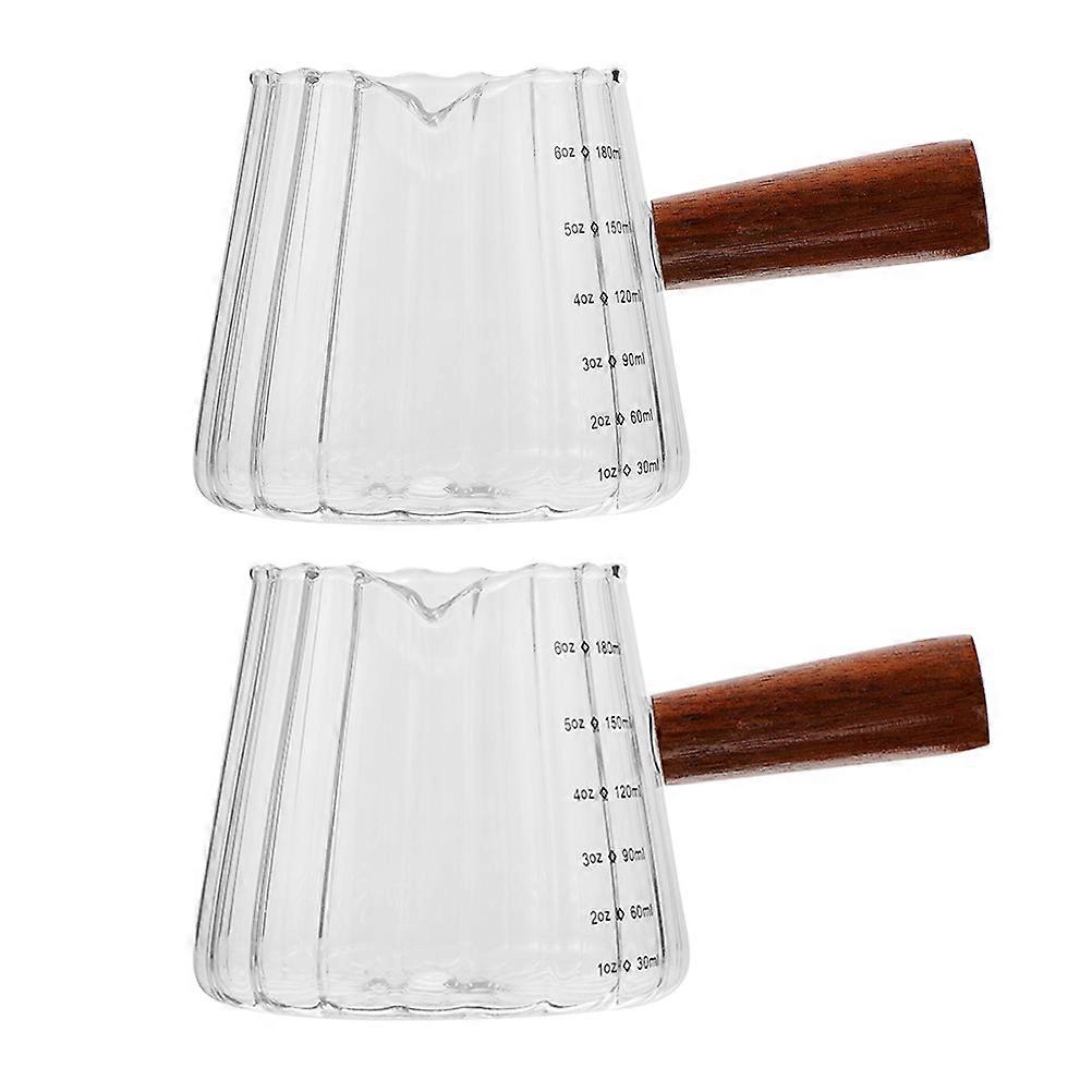 Small Measuring Jug Coffee Pitcher with Simple Design for Hotel Transparent Wood 2Pcs