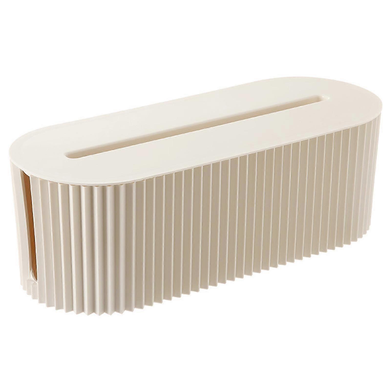 Cable Management Box with Removable Lid for Hiding Cables and Preventing Tripping - Beige Organizer Extension Box