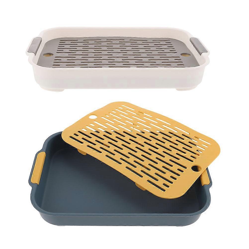 Litter Box For Small Animals Rabbit Litter Box Indoor Use Chinchillas 27X18.8X4CM Fixed-Point Toilet 2Pcs
