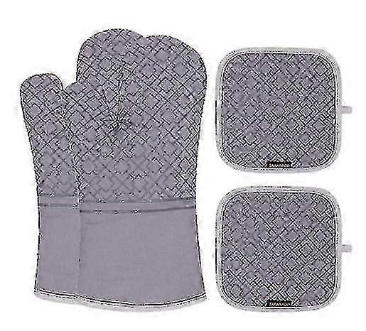Cotton-Lined Oven Mitts and Pot Holders Set for Safe Kitchen Use