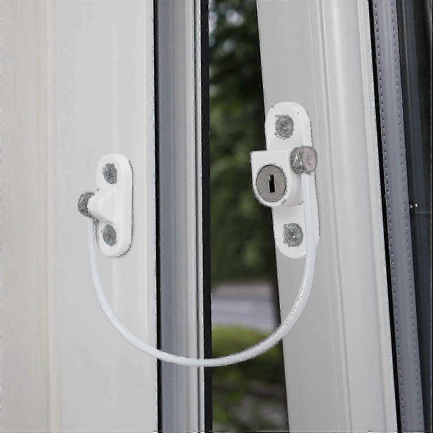 2pcs Window Restrictor for PVC Windows and Doors with Child Safety Lock and Key Screw