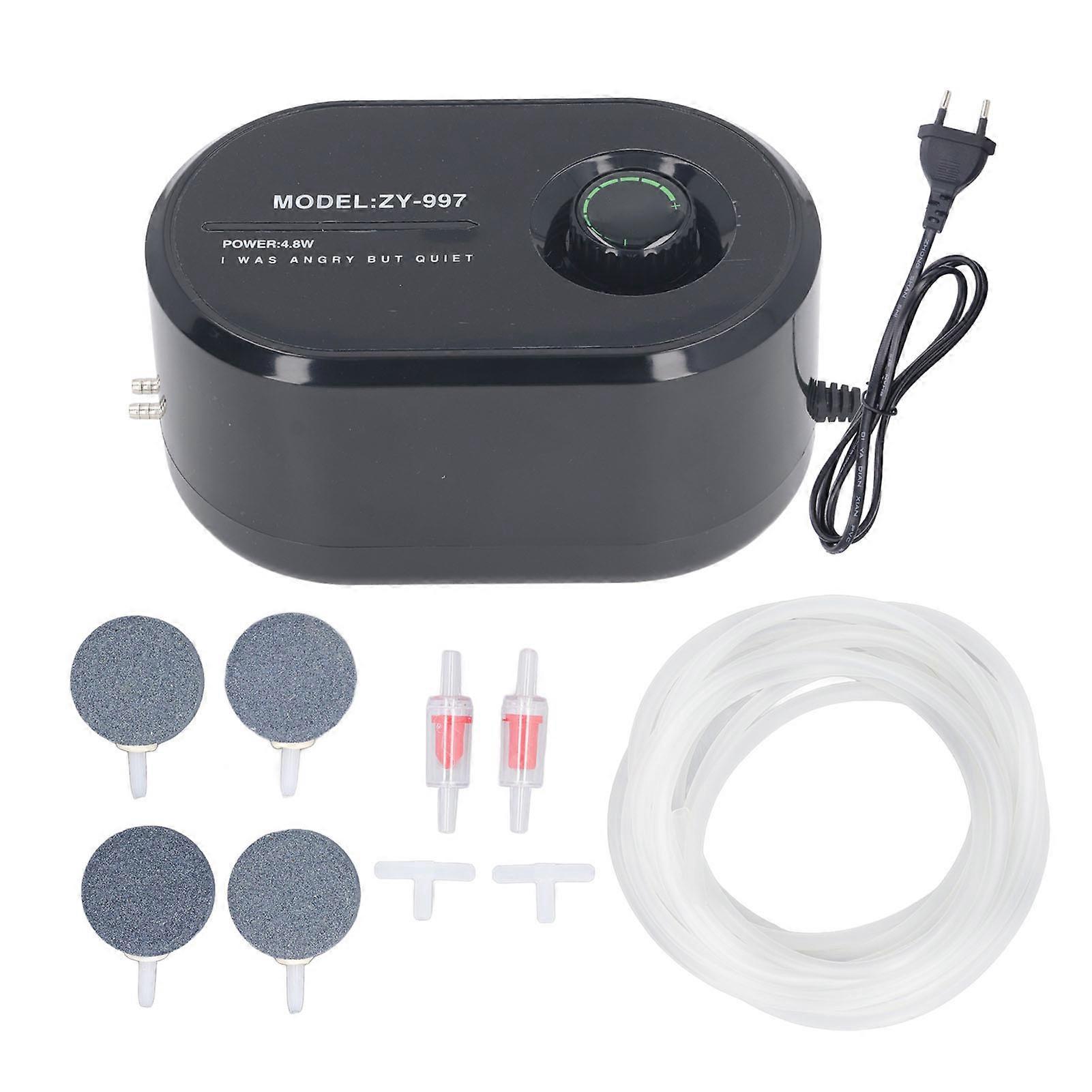 Aquarium Air Pump Oxygen Aerator Pump Double Layer Soundproof Quiet Versatile Fish Tank Air Pump Air Bubbler for Fish Tank EU Plug 220V 4cm Sand Plate