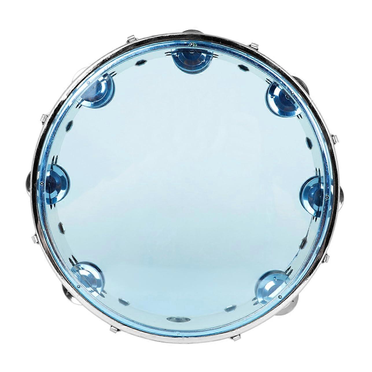 Tambourine For Adults Self-Tuning Hand Instrument With Stainless Steel Ring Double Row Jingles For Parties Blue