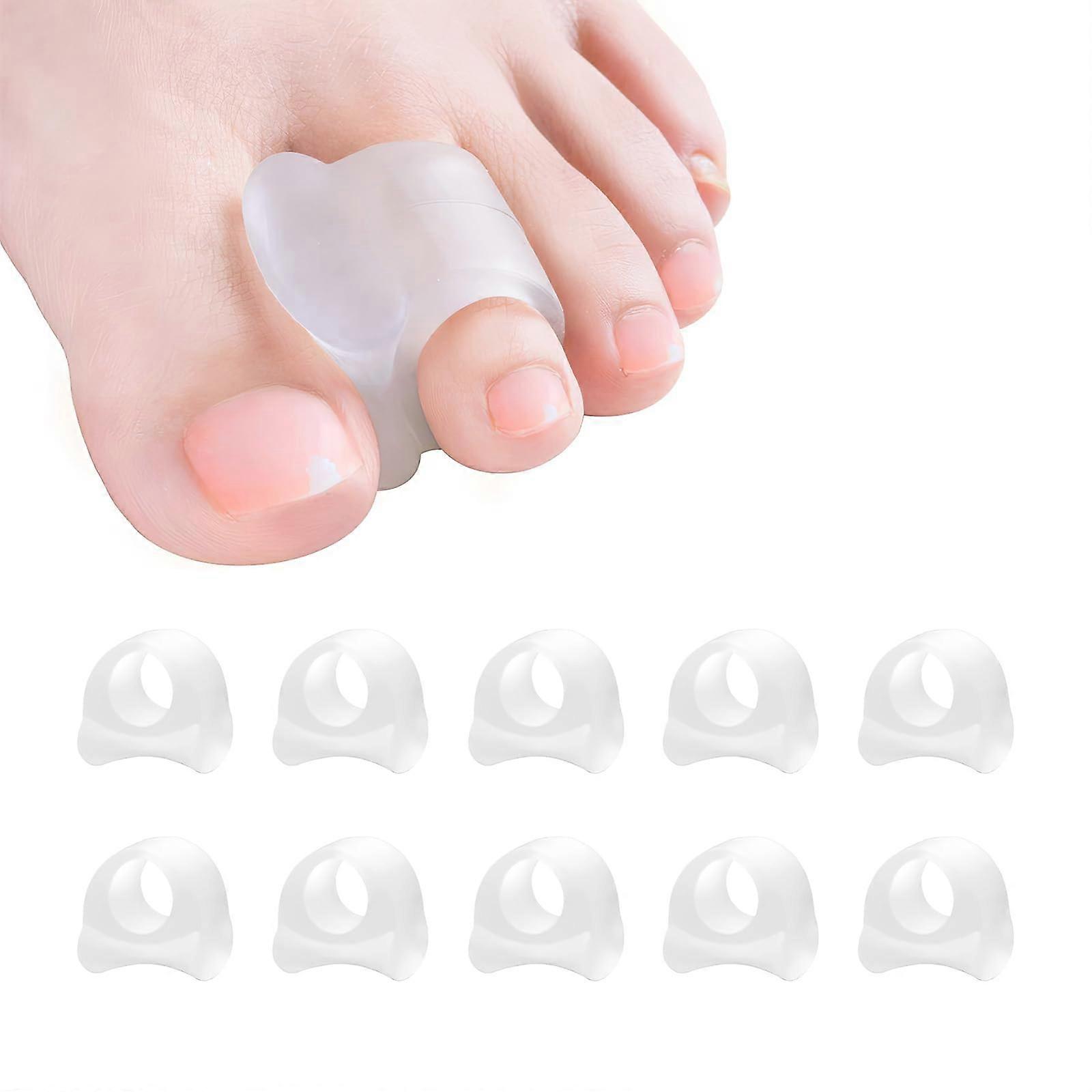 Silicone Toe Separators for Overlapping Toes, Pack of 10, Soft, Odourless, Small Size, Anti-Vibration, Transparent
