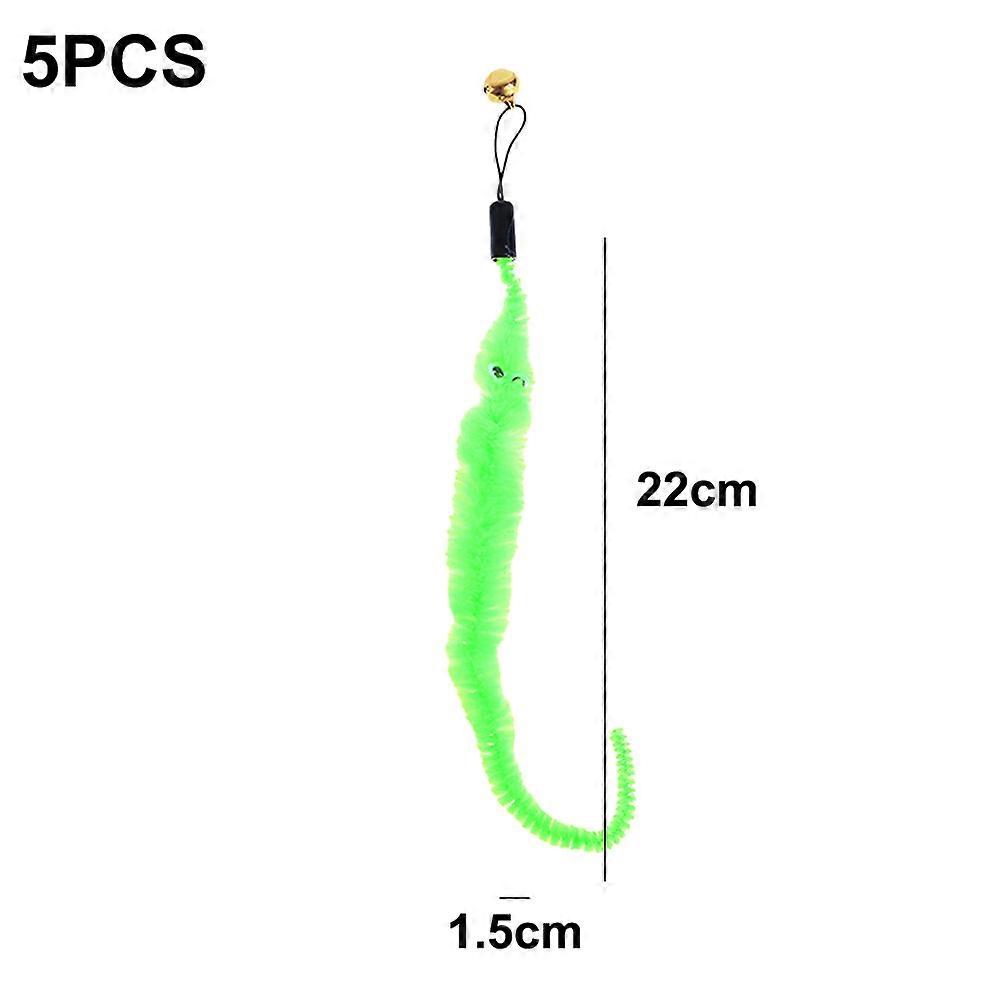 5Pcs Cat Toy Supplement Cat Toy Wand Replacement Supplement Caterpillar Cat Wand Accessory-Green
