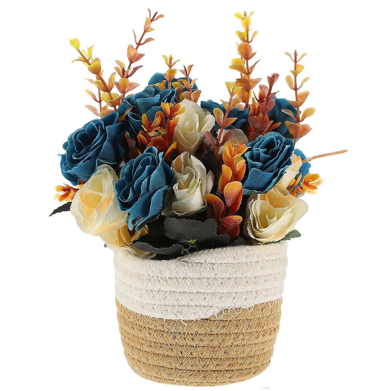 Simulation Bonsai Artificial Potted Plants Indoor Decoration Easy to Maintain Non-Decaying Basket-Weaved Shape 8Pcs