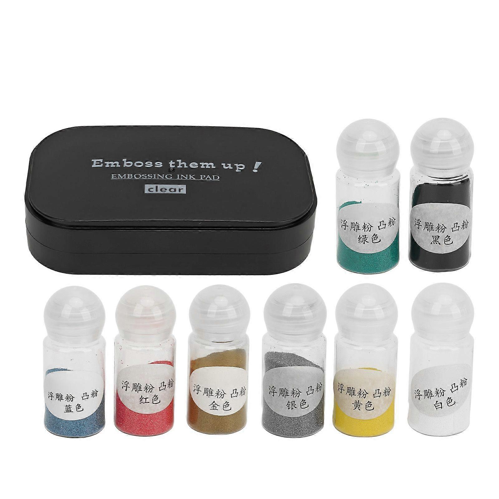 2025 Latest Model  8 Colors Embossing Powder Set with Embossing Ink Pad DIY