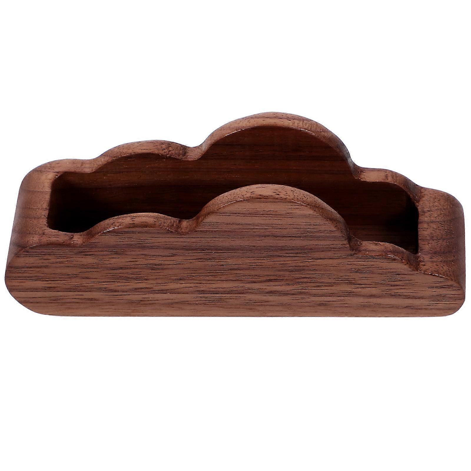 Appointment Card Holder Business Card Rack Modern Cloud Shape Walnut Wood Displaying Cards 1Set