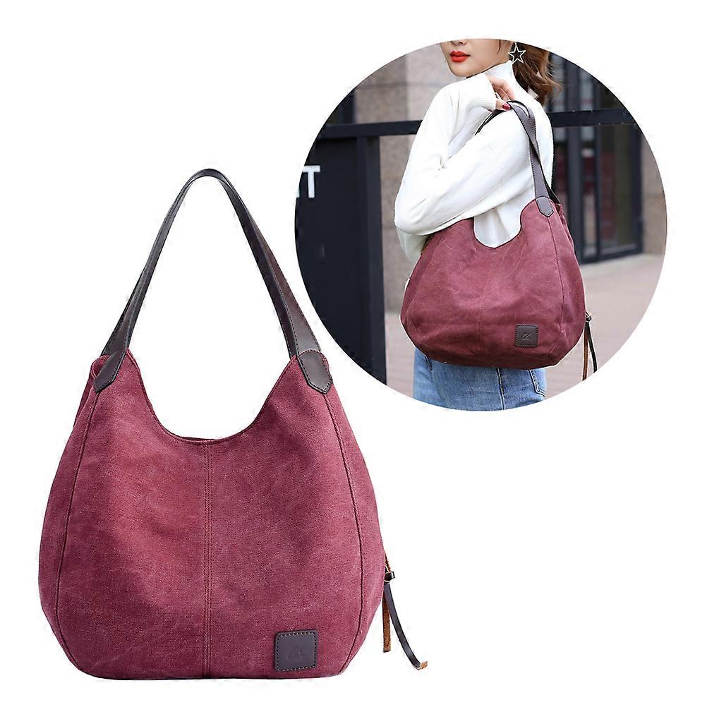 Vintage Canvas Handbag for Women – Spacious Casual Shoulder Bag with Handle, Hasp Closure, and Stylish Purple Design for Daily and Use