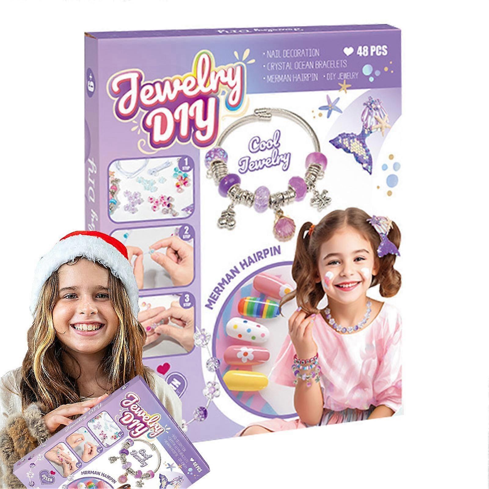 Mermaid Pearl Toy Set For Bracelet Making, Mermaid Bracelet Making Kit, Purple Pearl Beads, Beads And Accessories