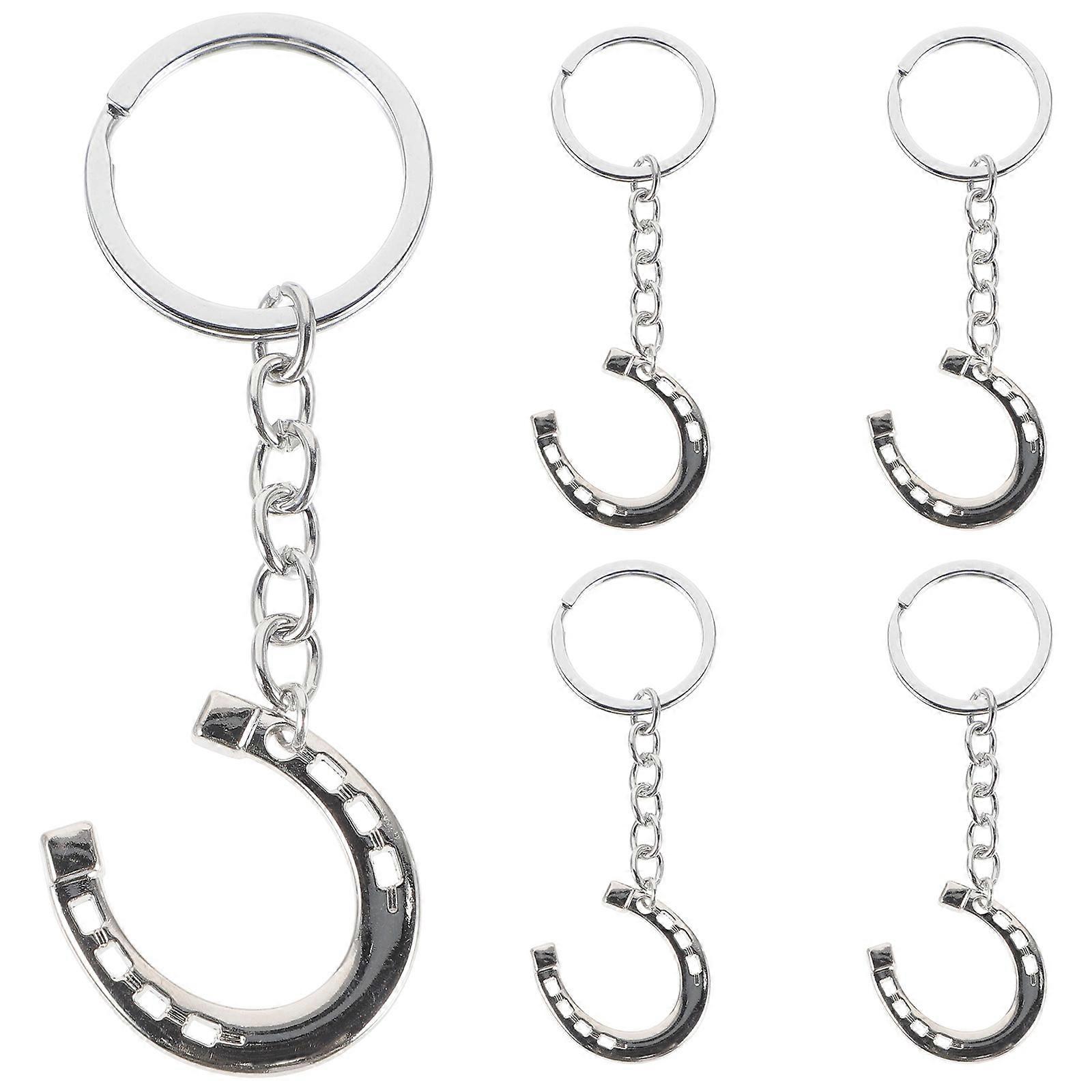 Jewelry Chain Horseshoe Key Chain For Office Keys Silver 8x3x1cm Decorative Backpack Keychain 5Pcs