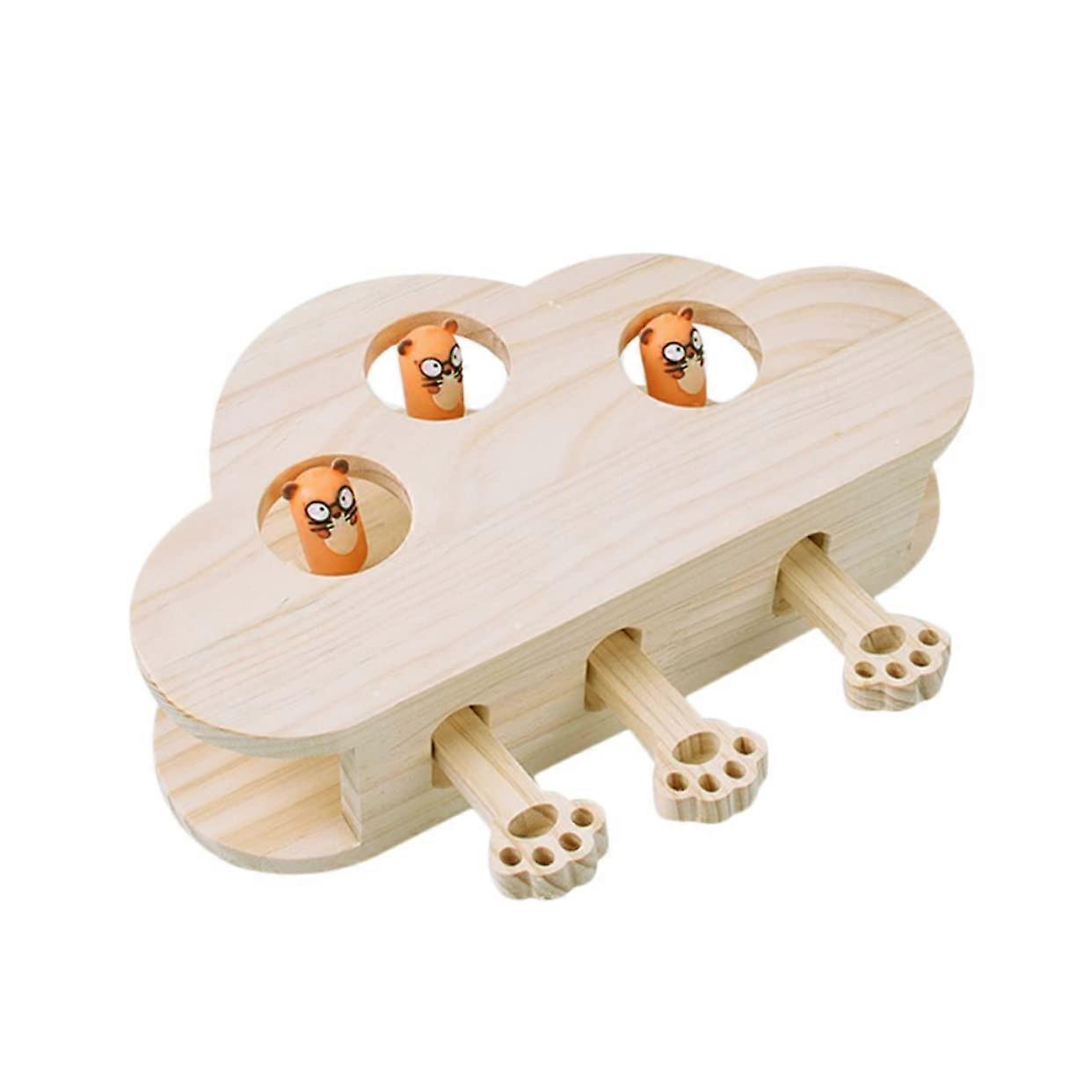 Interactive Wooden Cat Toy with Cloud Gopher Pattern, Fun Catnip Scratch Pad for Engaging Play and Learning