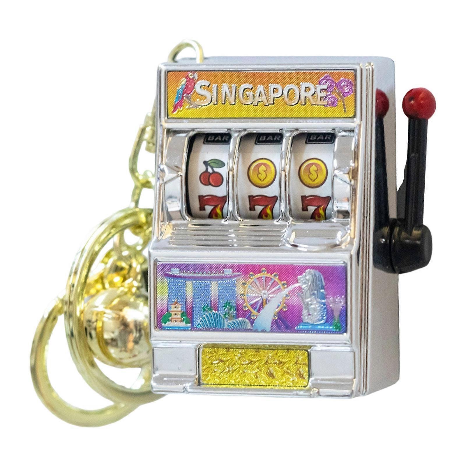 Compact Interactive Keyring with Fruit Machine Designs Rotating Number Wheel Multifunction Fridge Magnet  Silver