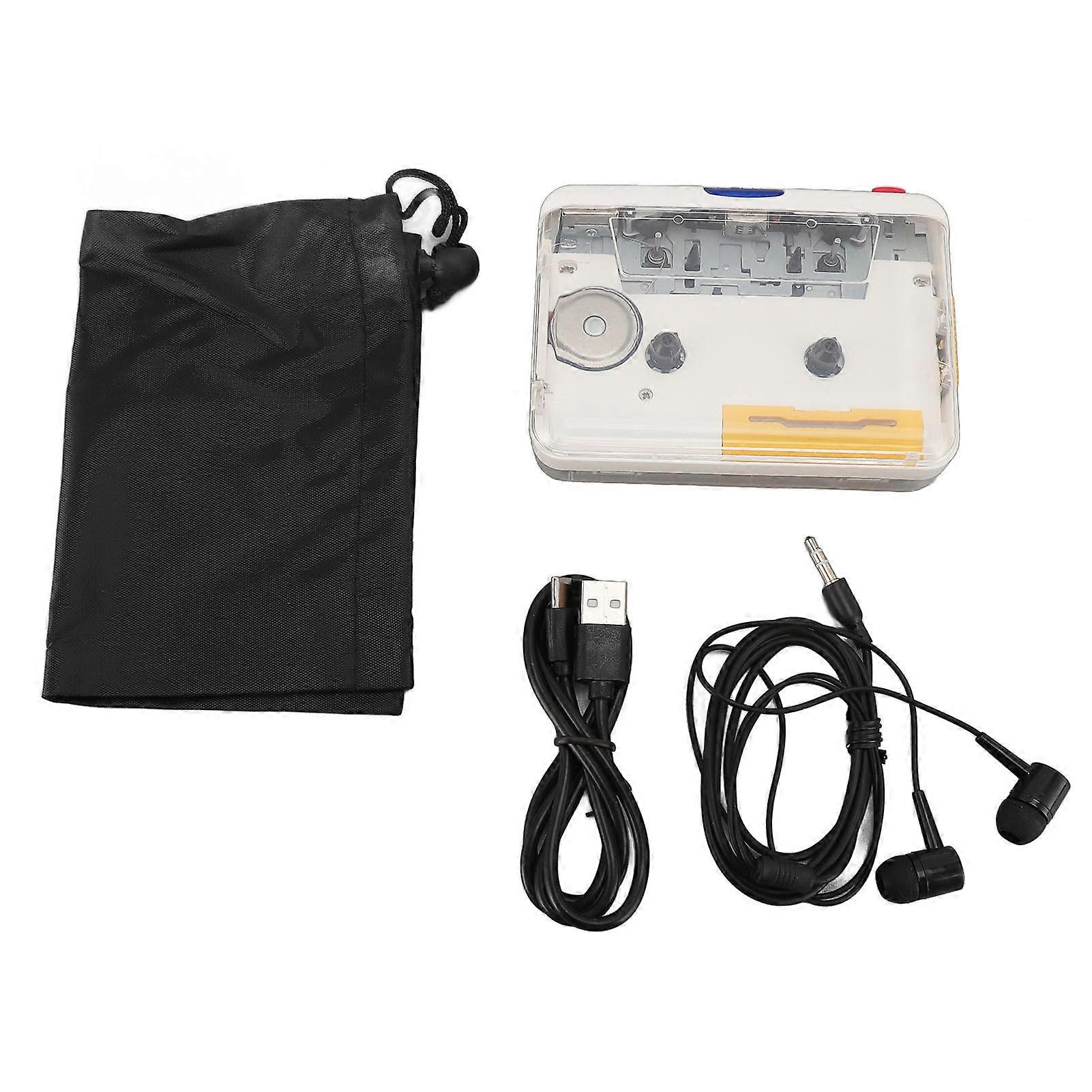Portable Cassette to MP3 Converter with Type C, Auto Reverse, and 3.5mm Jack Compatibility