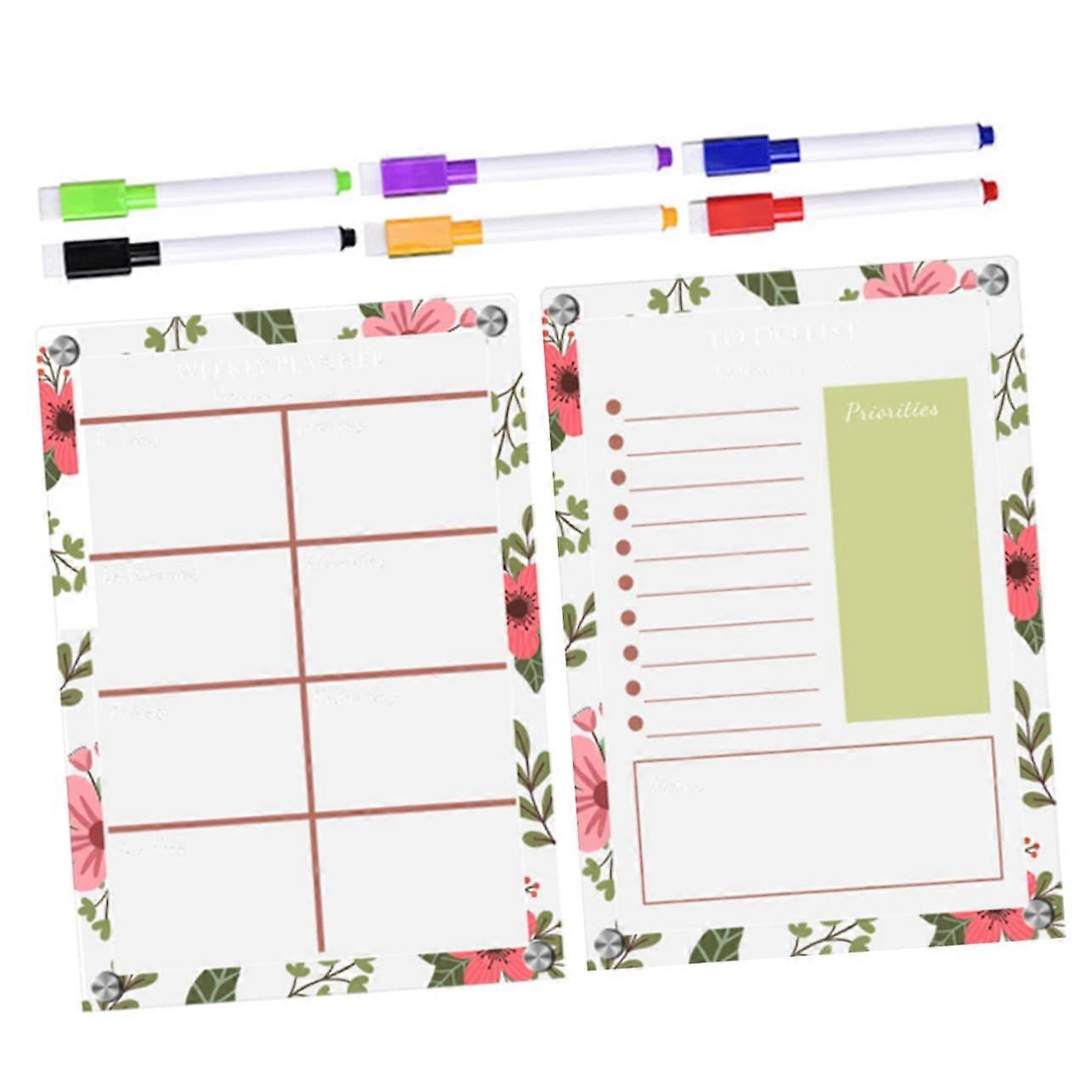 1PC Magnetic Planning Board Erasable Memo Board with Markers for Refrigerator and Metal Surfaces Reusable Notes for Office and School