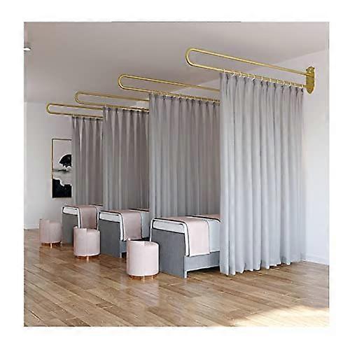 Room divider curtain set for changing rooms, wallmounted partition curtain – metal rod, Light Grey 200cm