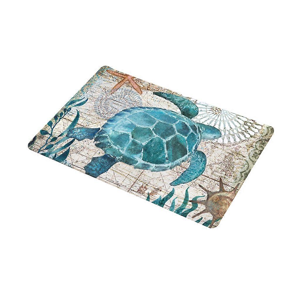 Floor Mat Doormat Vintage Marine Organism Printed Non Slip Machine Washable 1PC