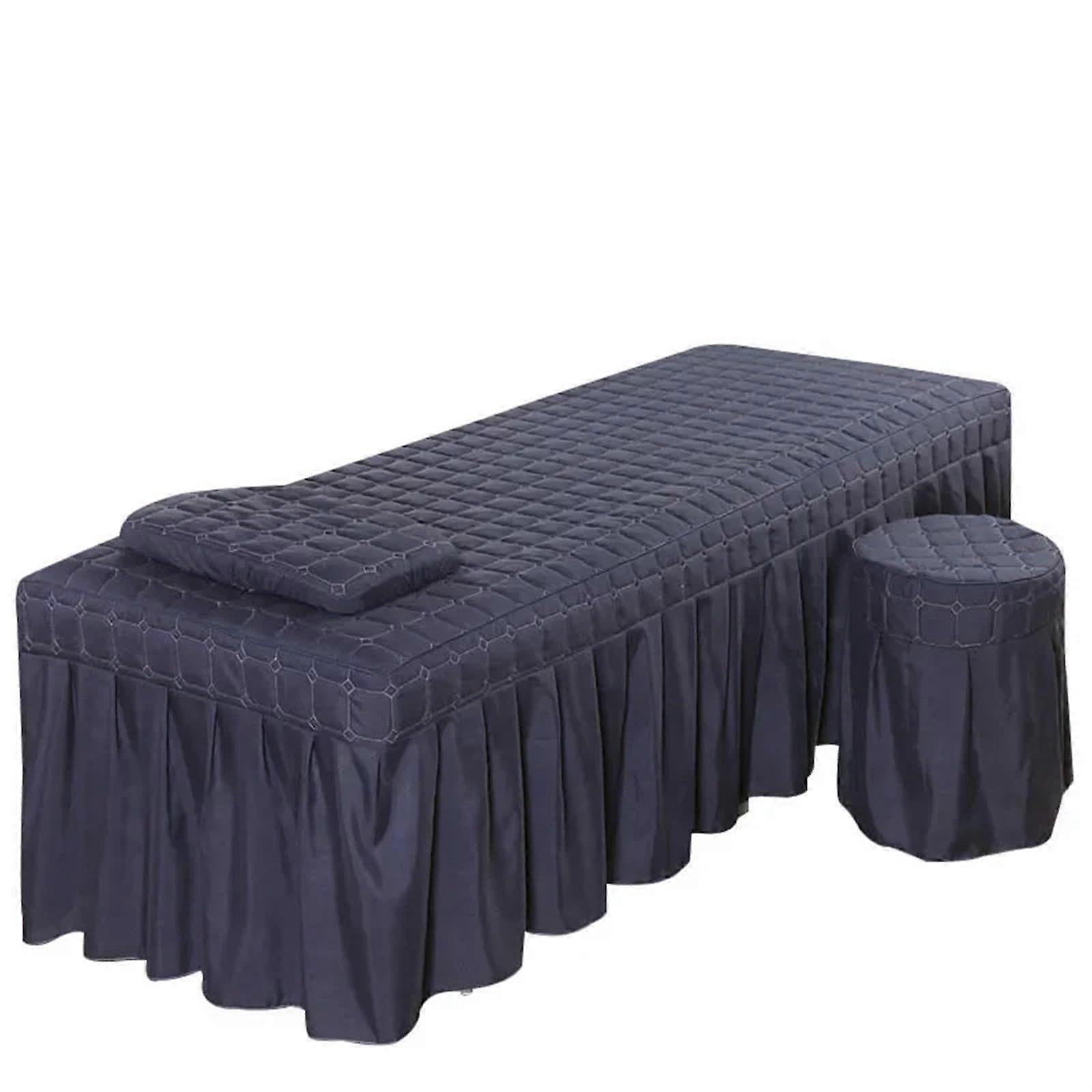 Massage table cover, solid wood, fitted sheet, full cover with hole, 5 sizes (Navy Blue)
