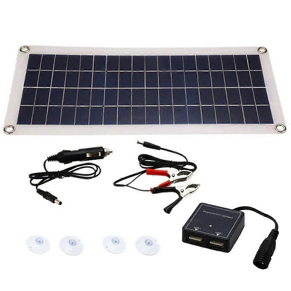 1X8W 12V Dual USB/DC Flexible Solar Panel for Efficient Charging of Car Batteries and Camping