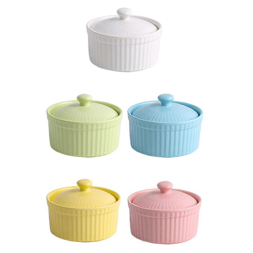 Assorted Color Ceramic Pudding Baking Bowls Set for Kitchen Use 1Set