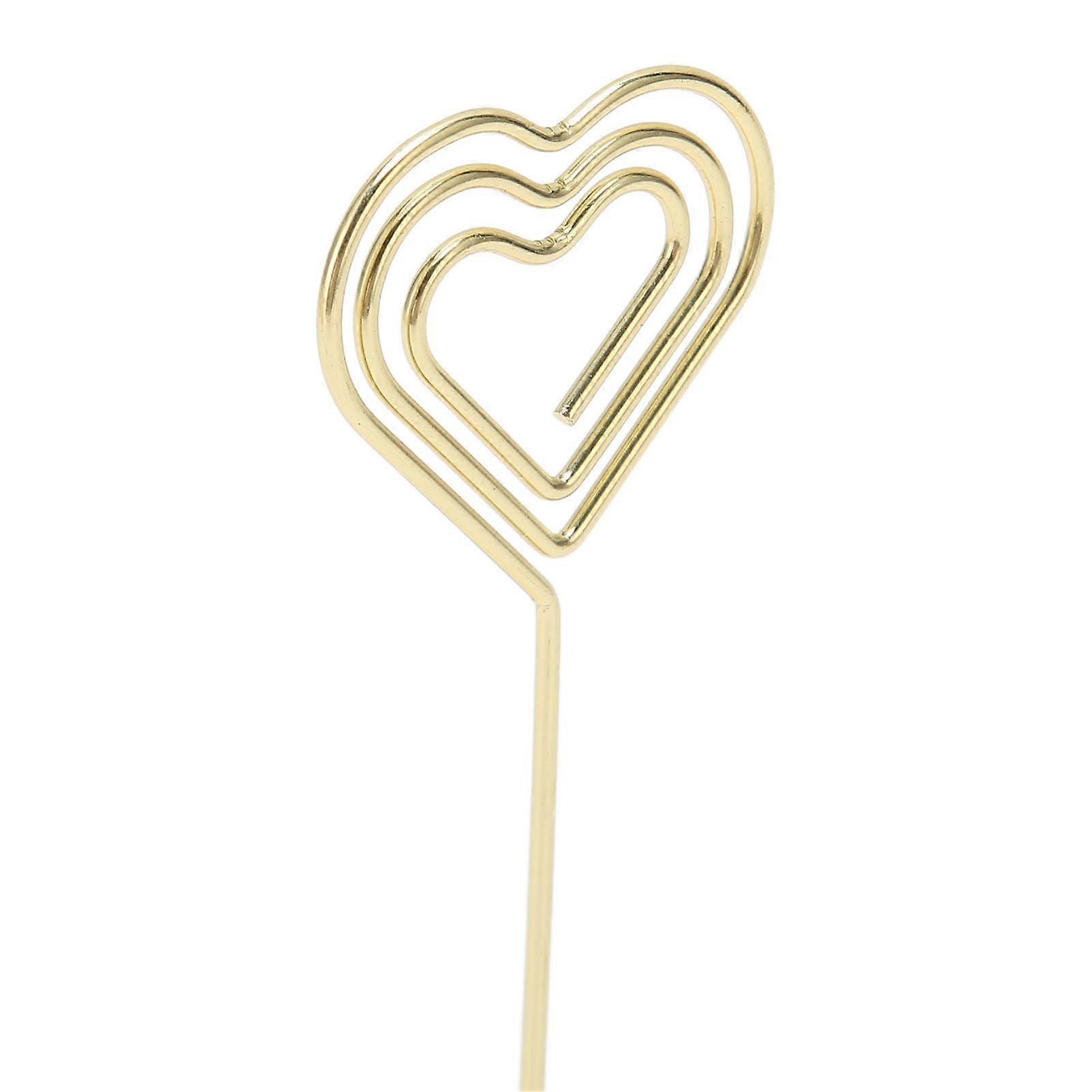 10Pcs Table Number Stands Layered Heart Style Stable Base Electroplated Metal Place Card Holder for Wedding Party Office Gold