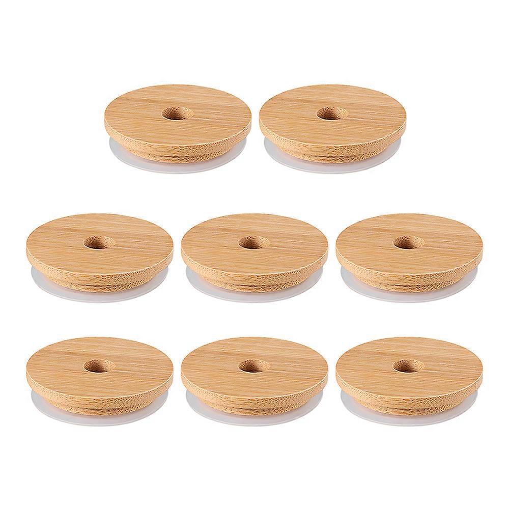 8pcs Bamboo Jar Lids with Sealing Ring, Reusable Can Lids for Mason Jars, Yogurt & Drink Containers, Smooth Surface Covers for Kitchen Canning