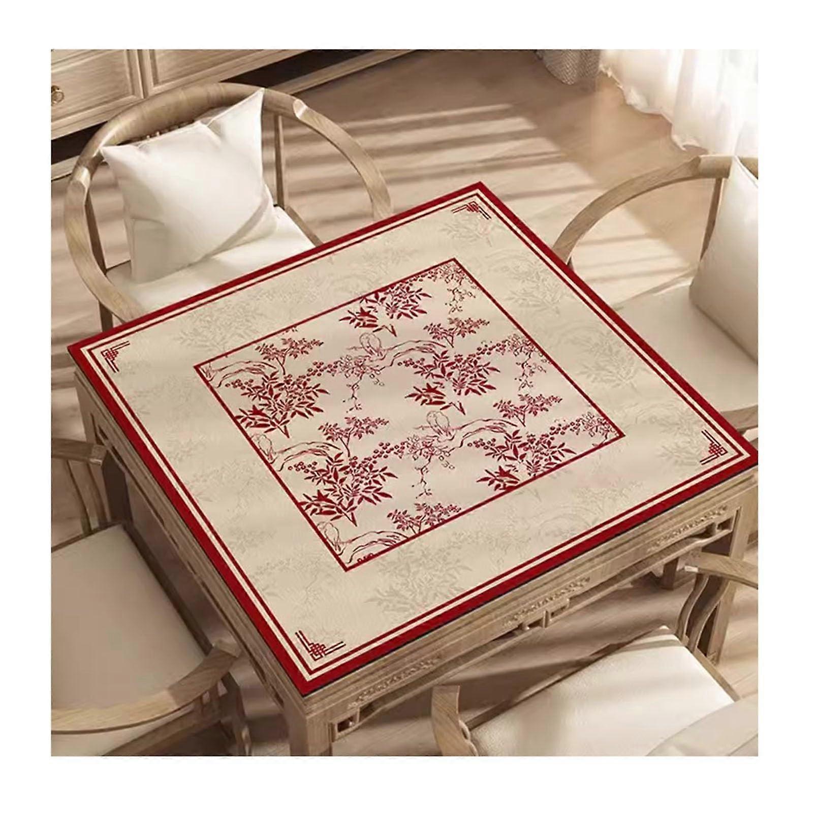 Thick Mahjong Table Cover Red-3 90 x 90 cm, Non-Slip Noise Reducing Material, Customizable Size 35.4 x 35.4 inches